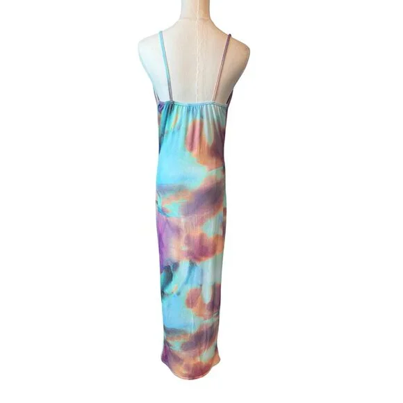 PrettyLittleThing Multicolor Maternity Abstract Print Cowl Neck Maxi Dress NWT - Picture 10 of 16